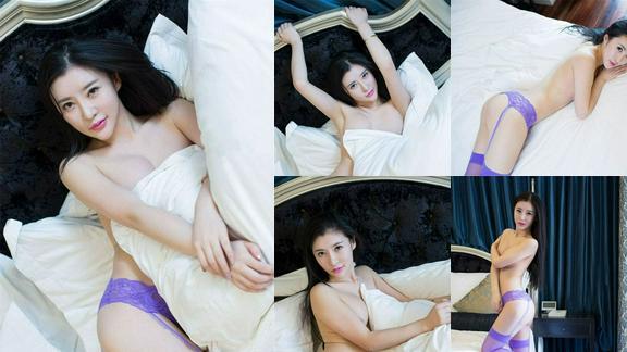 成熟美女模特佟蔓私房半裸紫色情趣丝袜诱惑写真图片