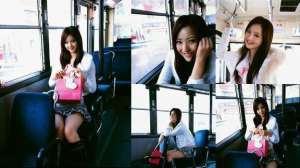 公交车上的美女露美腿，真美